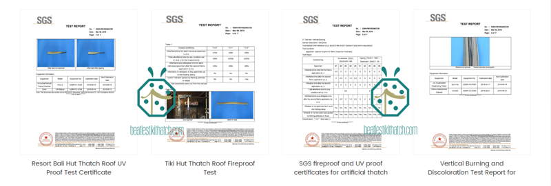 Certificado de teste SGS para painel de telhado de palha artificial com classificação de fogo