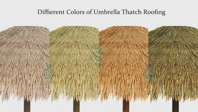 Diferentes cores de telhado de palha de guarda-chuva