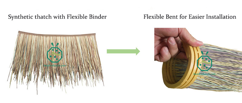 Painéis de telhado de colmo sintético de liga flexível para instalação mais fácil para estrutura de telhado redondo