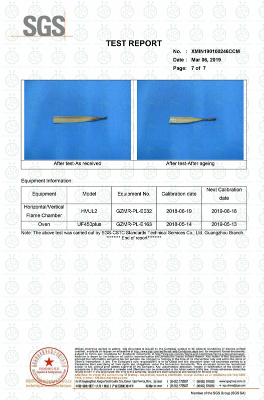 Cogon sintético telhado de palha à prova de fogo classificado e relatório de teste de exposição UV conforme UL 94-2013