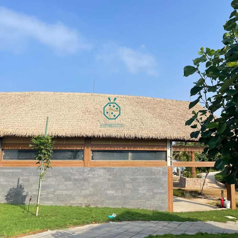 Vitrine do projeto de palha artificial e esteira de bambu para pavilhões de Park Villa na Arábia Saudita